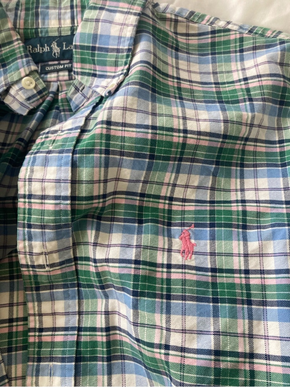 Ralph Lauren Green, Blue & Pink Plaid Button-Down Shirt